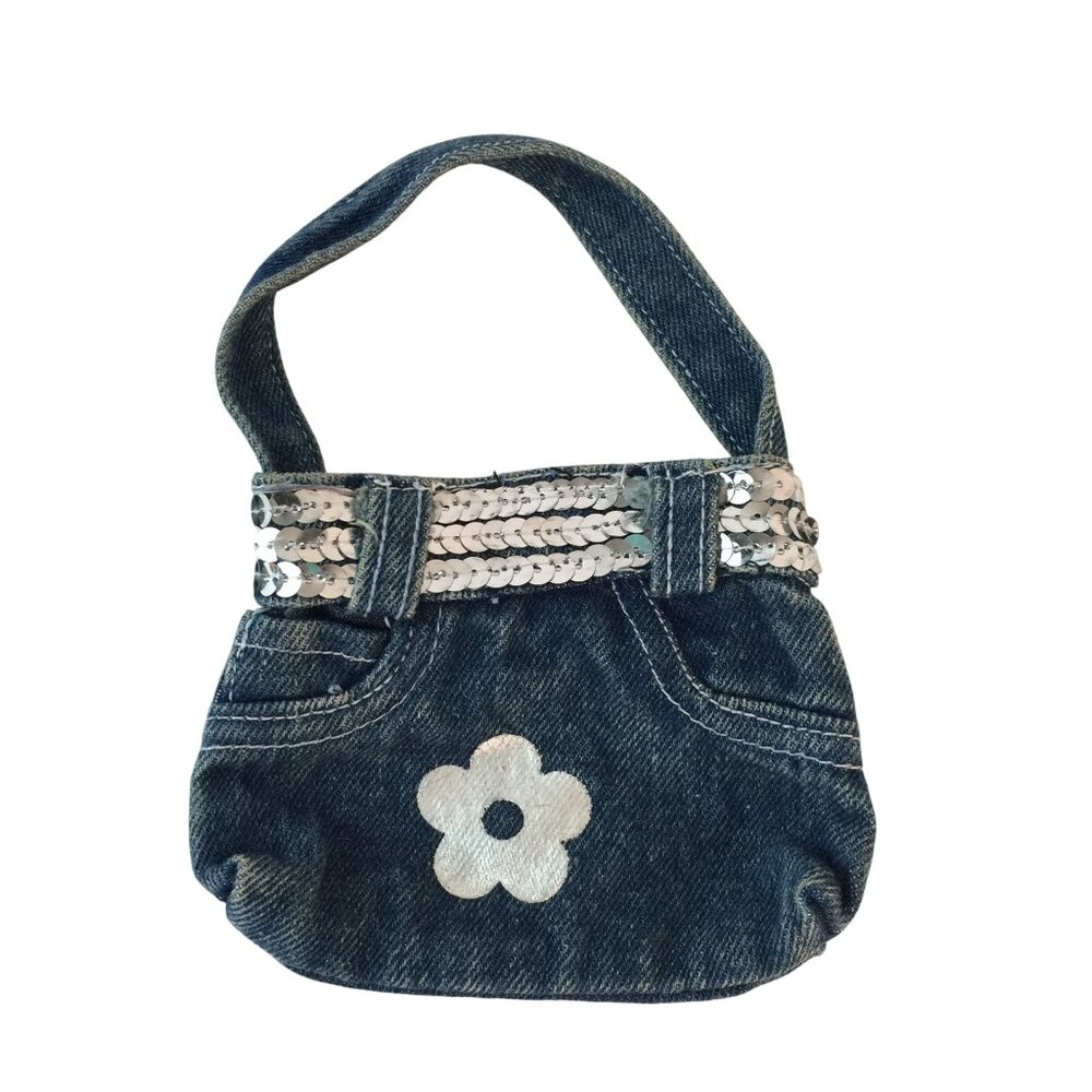 Build A Bear Clothes Pink Floral Shirt & Denim Skirt Sandals Sequin Purse Hanger - Picture 6 of 9